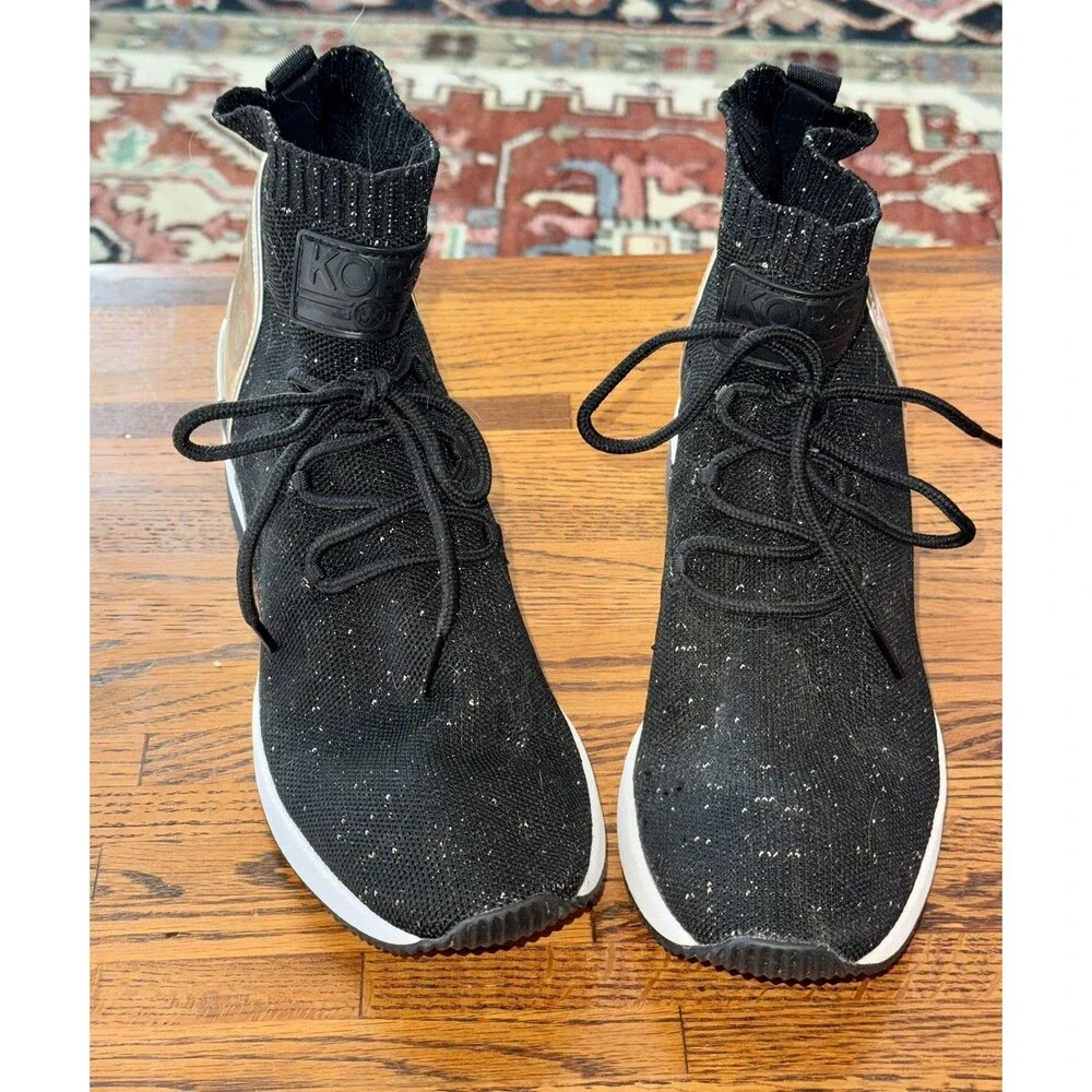 New Michael KORS SKYLER Embellished Metallic Stretch Knit Sock Sneakers Size 9M - Picture 7 of 8